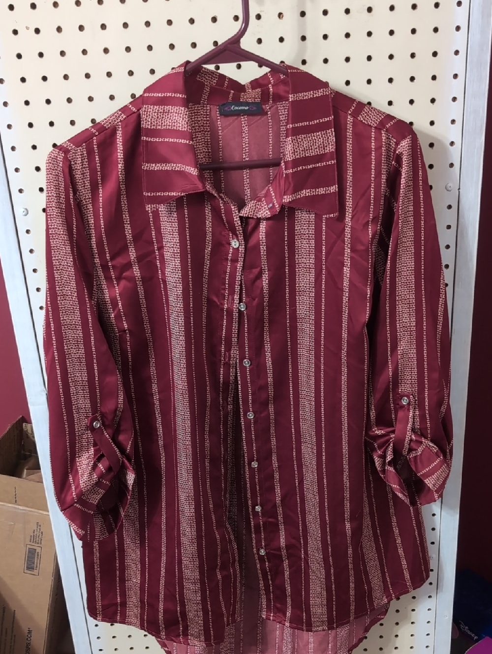 Cocomo Wine Red Striped Button-Down Shirt